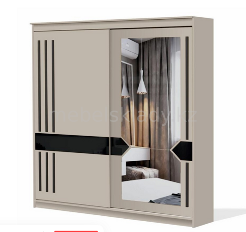 Шкаф-купе №25 (2,0 м) Блэк Меланж/Лакобель/Черный матовый, СВ мебель